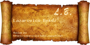 Lazarovics Bekő névjegykártya